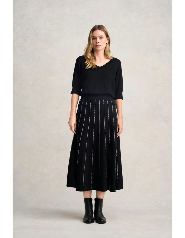 Knit Midi Skirt in Black image 1