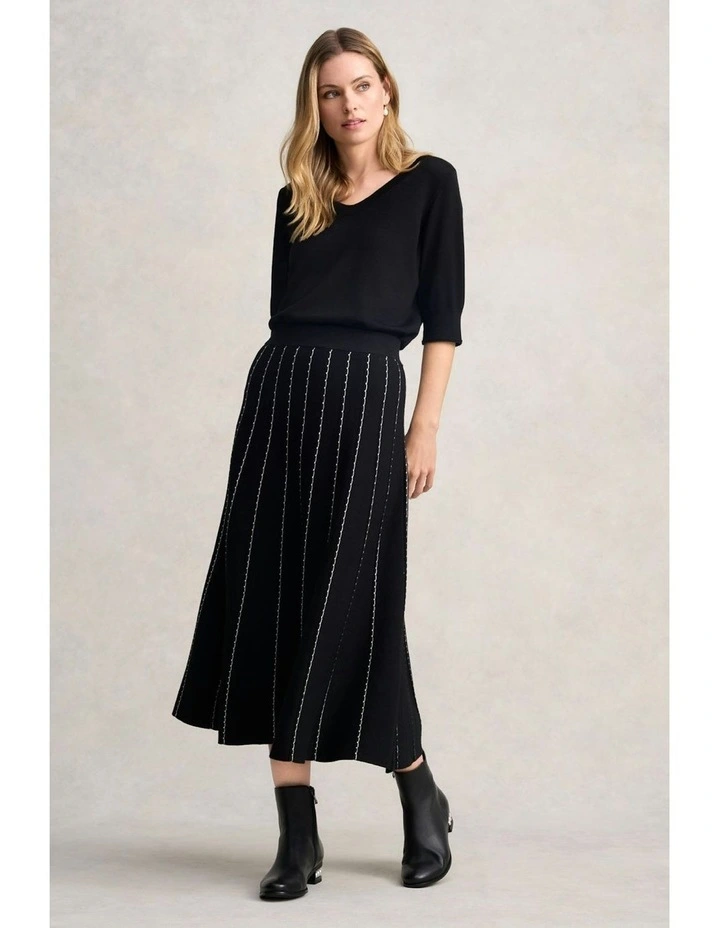 Knit Midi Skirt in Black image 2