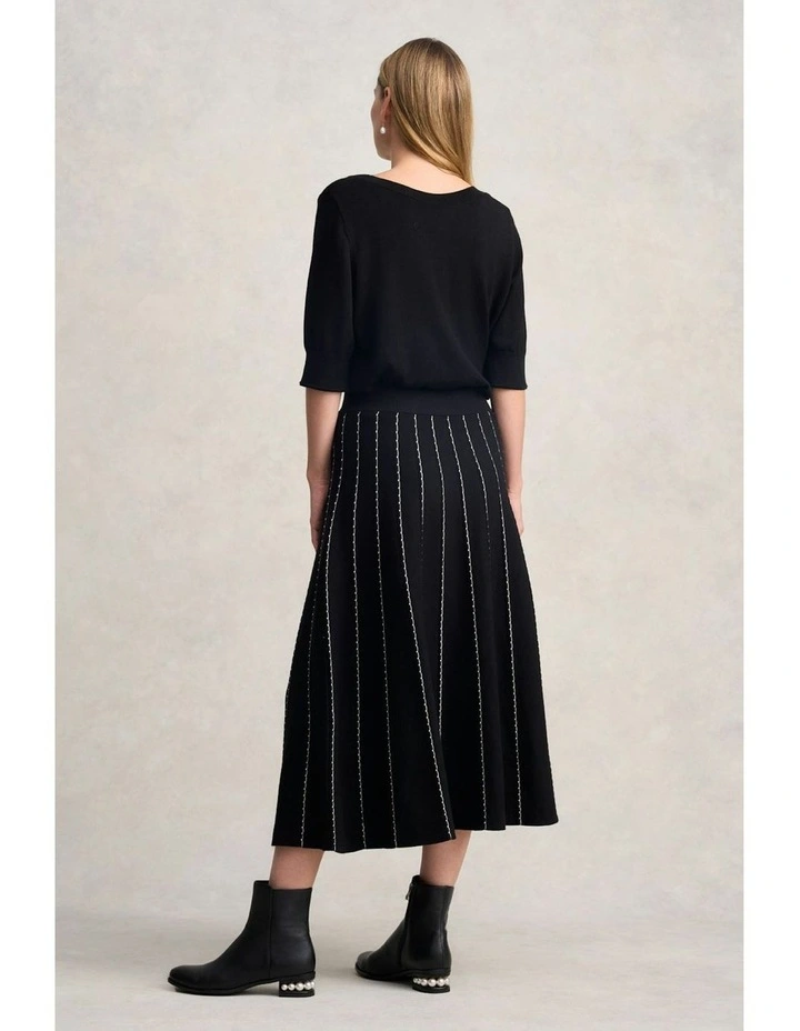 Knit Midi Skirt in Black image 3