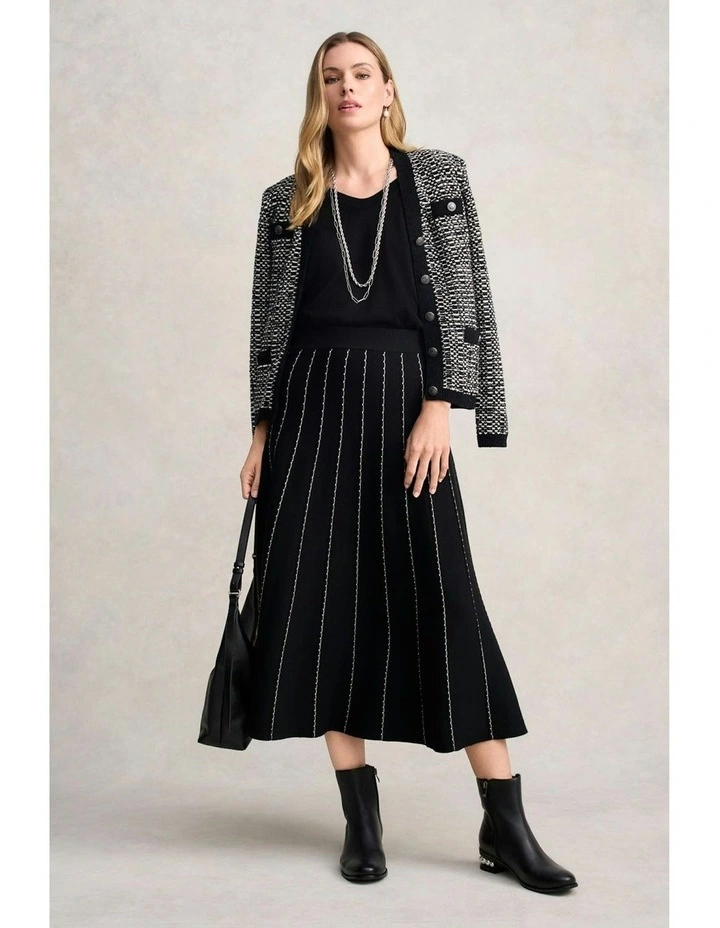 Knit Midi Skirt in Black image 4