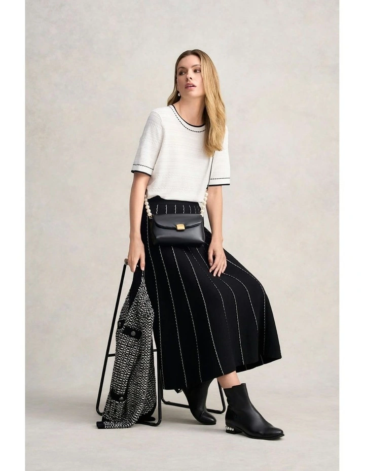 Knit Midi Skirt in Black image 6