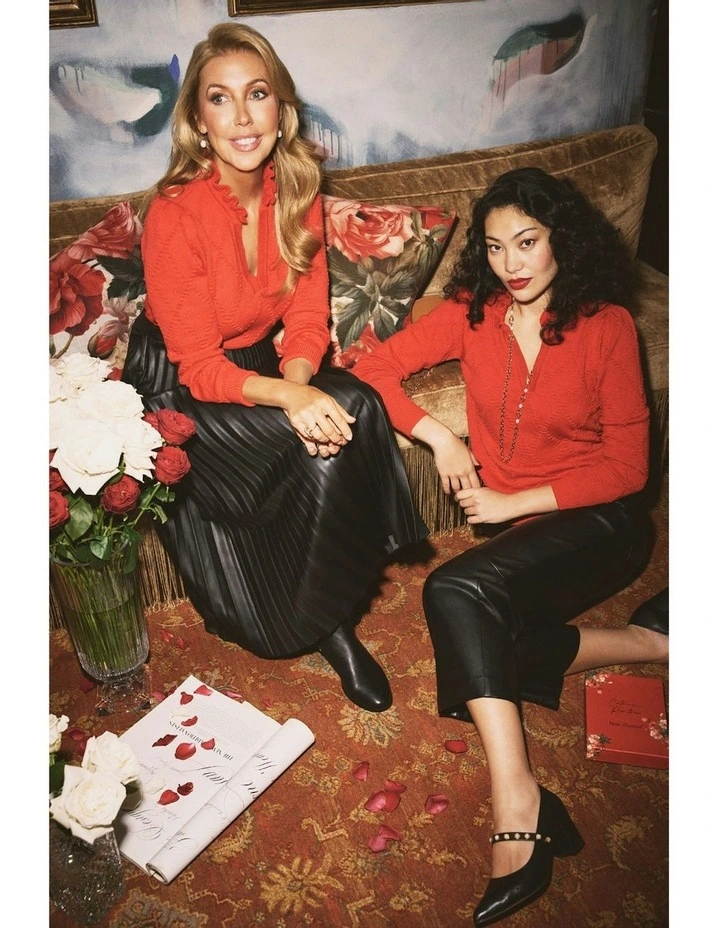 Jacquard Wool Jumper in Tomato image 2