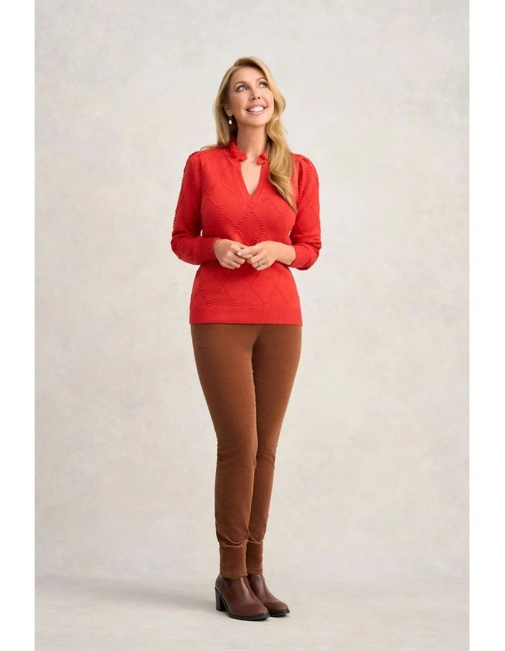 Jacquard Wool Jumper in Tomato image 3