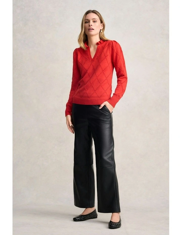 Jacquard Wool Jumper in Tomato image 4