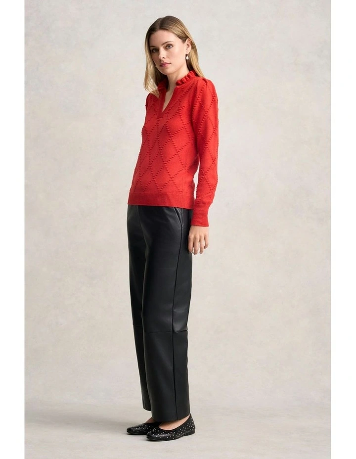 Jacquard Wool Jumper in Tomato image 5