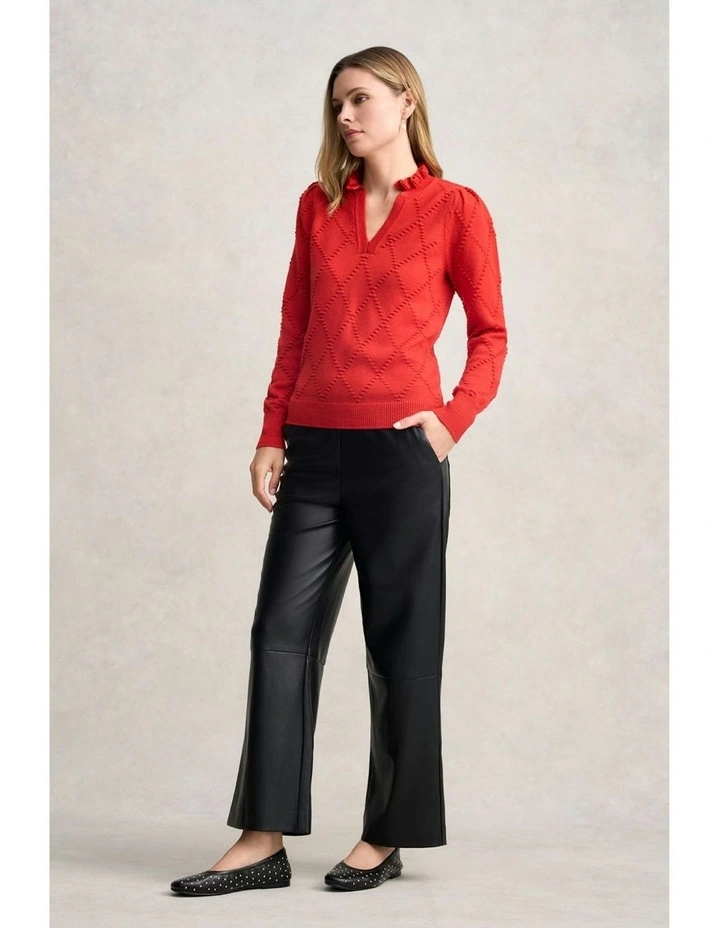 Jacquard Wool Jumper in Tomato image 6