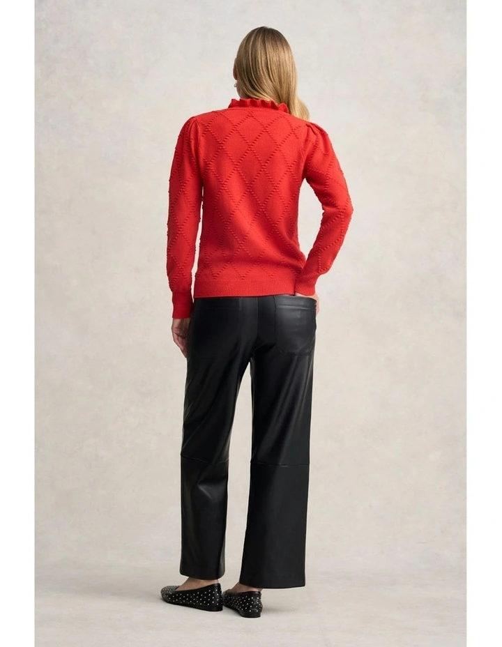 Jacquard Wool Jumper in Tomato image 7