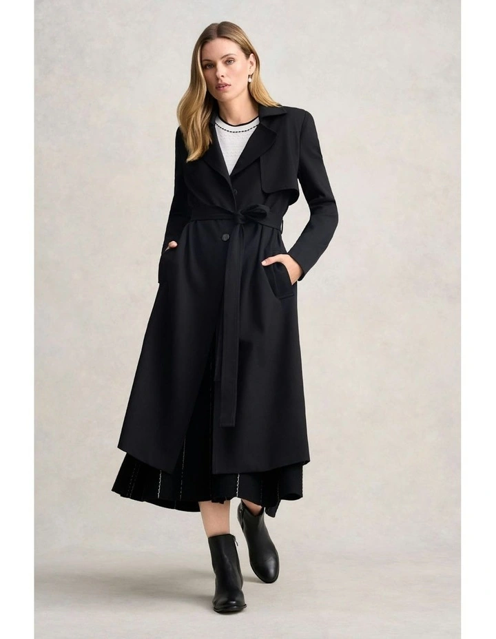 Ponte Trench Coat in Black image 2