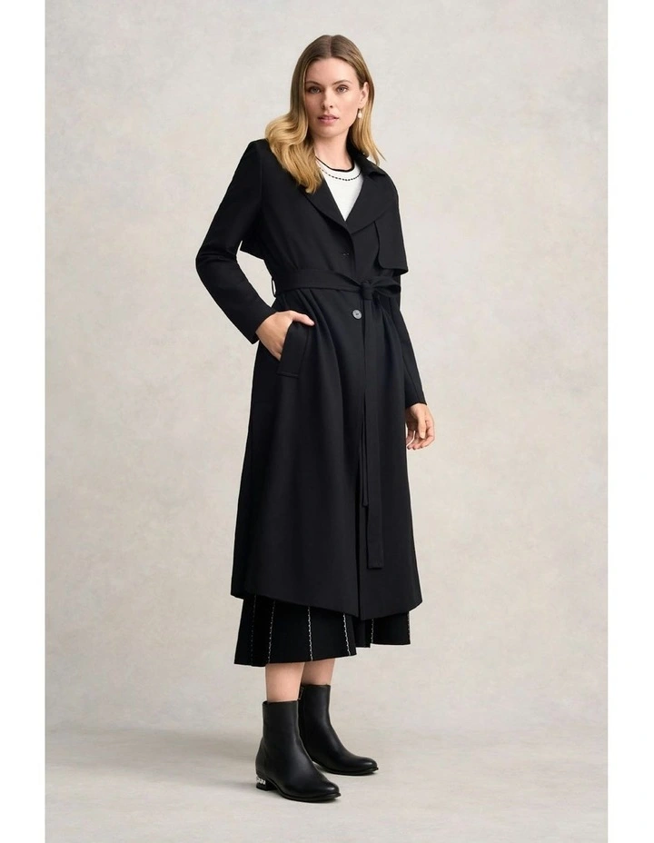 Ponte Trench Coat in Black image 3