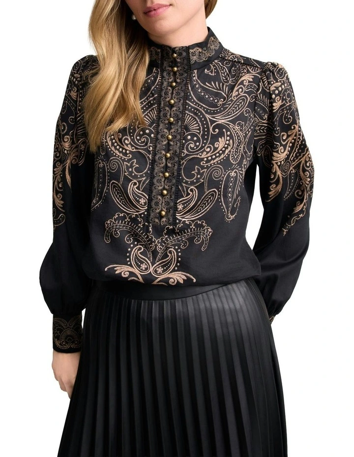 Border Print Blouse in Paisley Border Print image 1