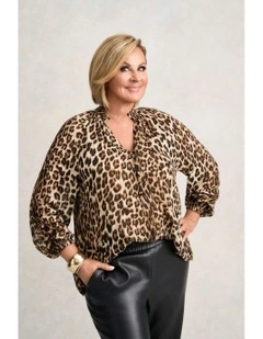 Leopard Print Georgette Blouse in Brown