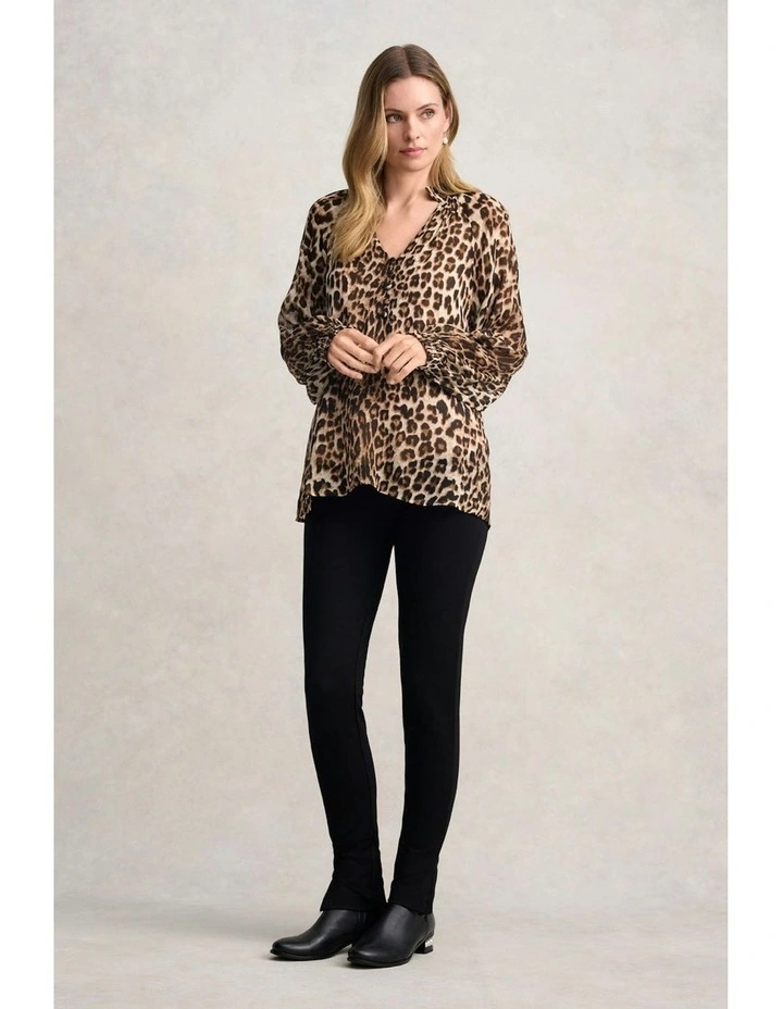 Leopard Print Georgette Blouse in Brown image 3