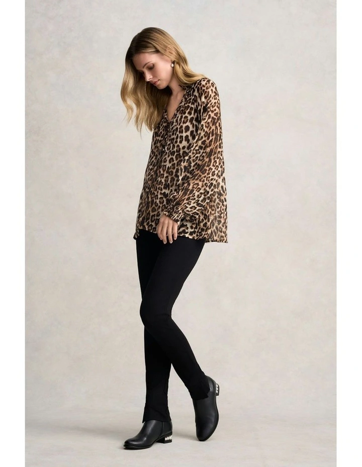 Leopard Print Georgette Blouse in Brown image 4
