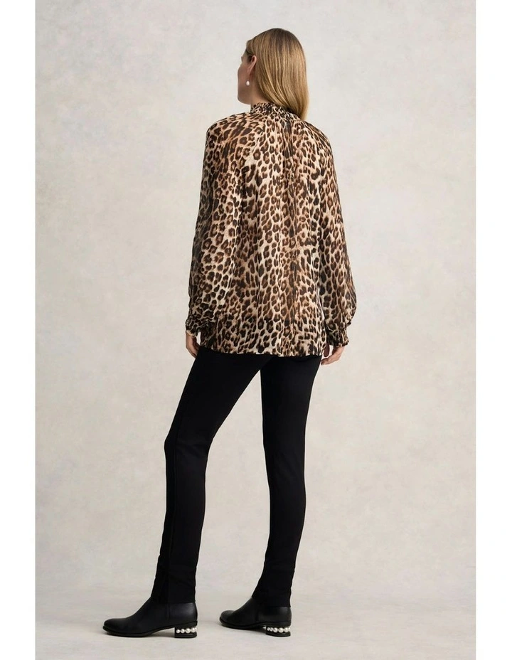 Leopard Print Georgette Blouse in Brown image 5