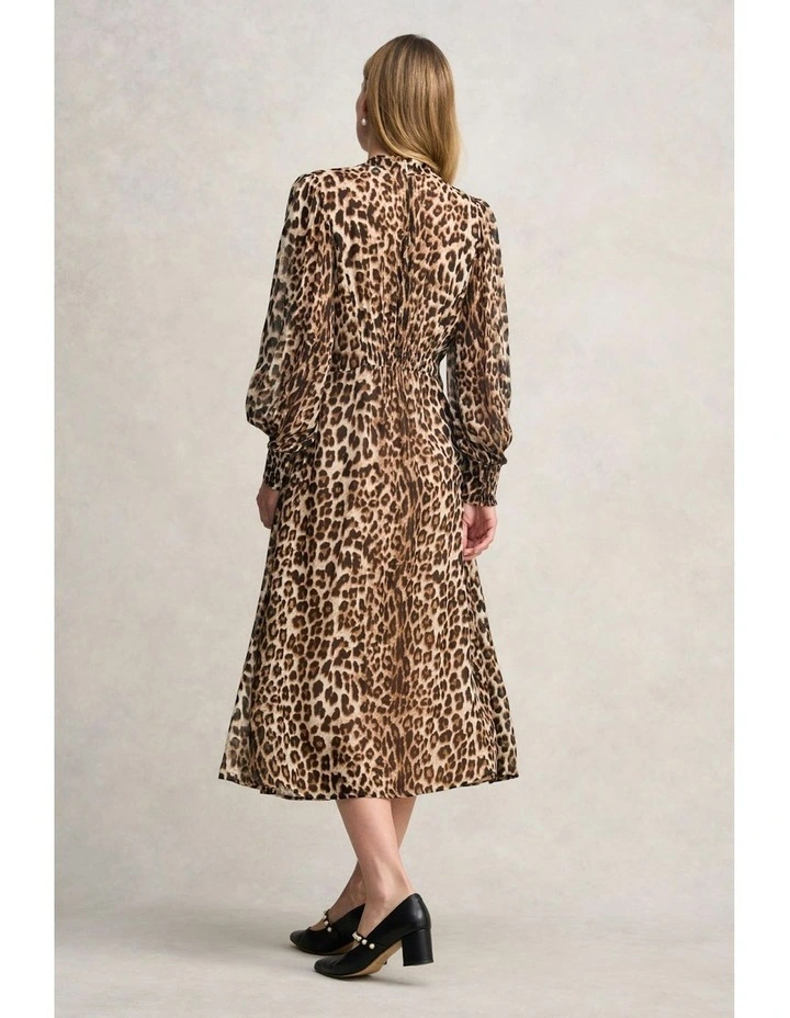 Georgette Print Dress in Brown image 4