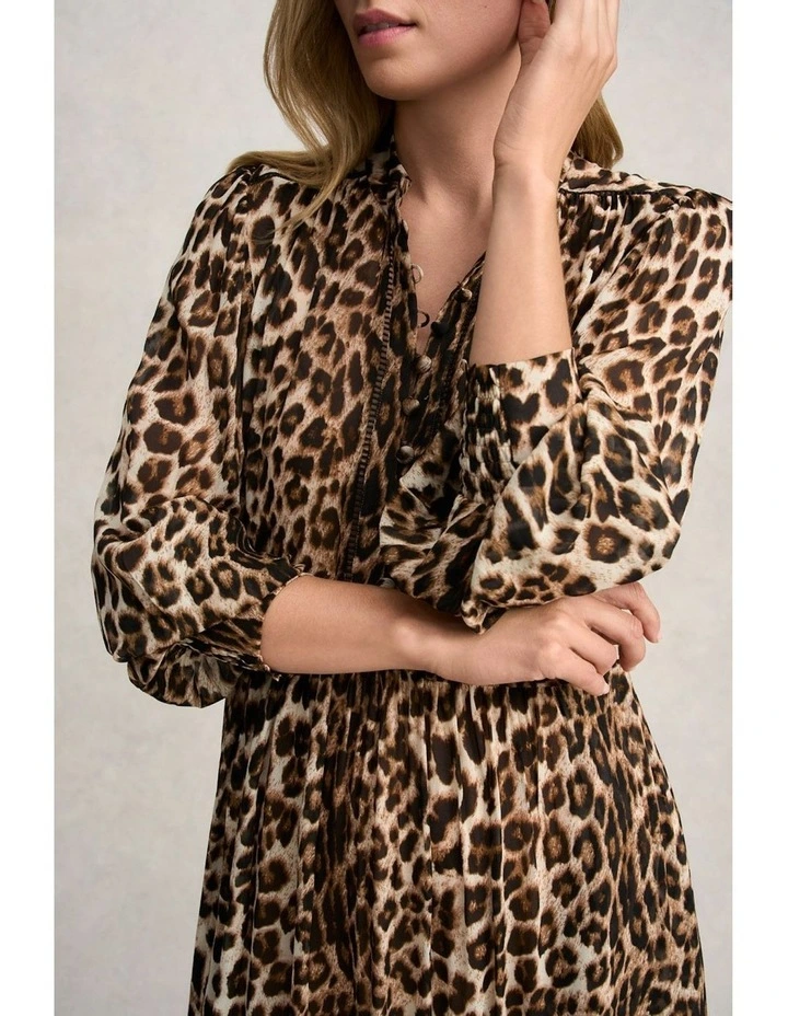 Georgette Print Dress in Brown image 5