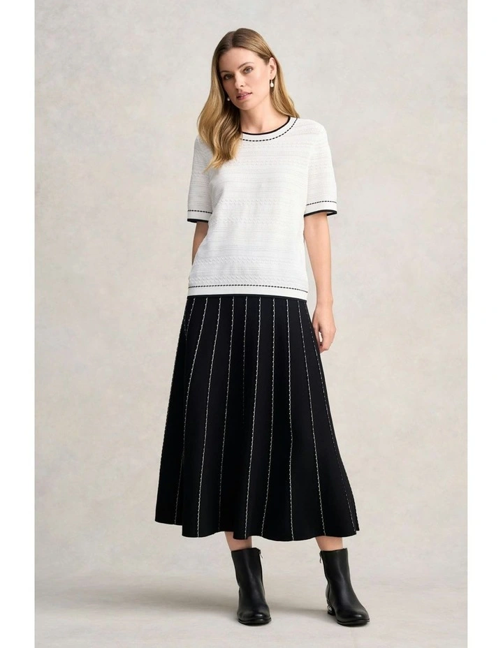 Jacquard Knit Top in White image 2