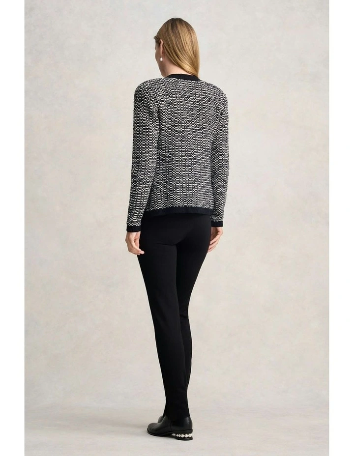 Tape Yarn Cardigan in Black Multi image 3
