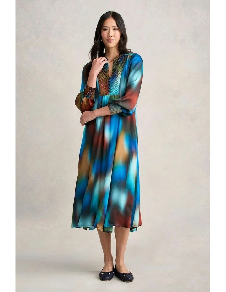 Beaded Smock Dress in Multi image 1