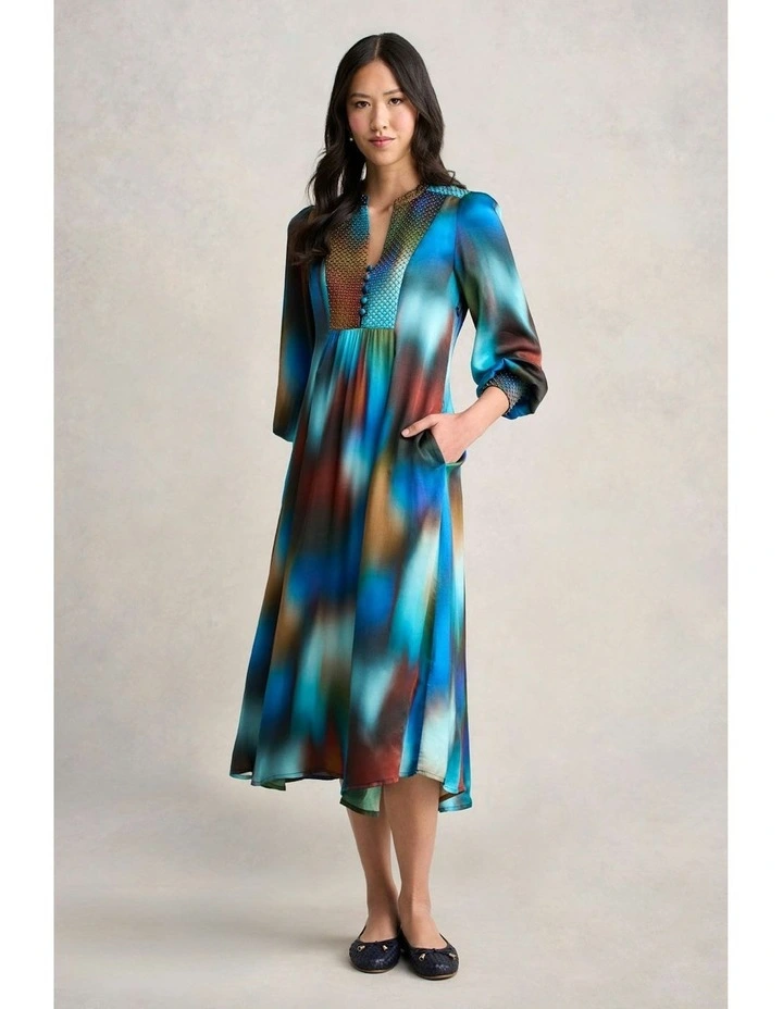 Beaded Smock Dress in Multi image 7