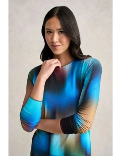 Long Sleeve Crew Neck Top in Multi