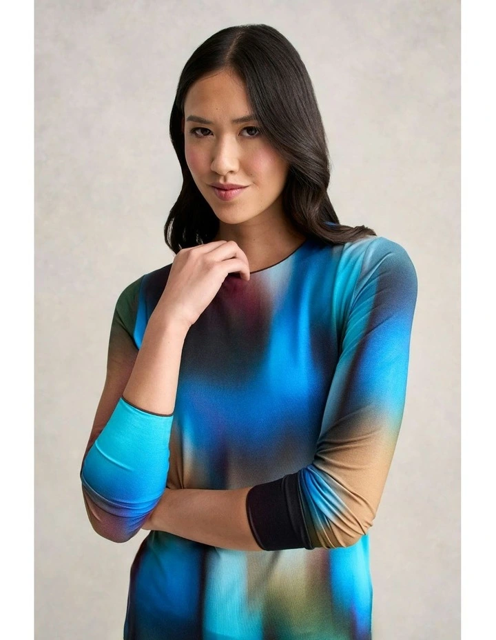 Long Sleeve Crew Neck Top in Multi image 1