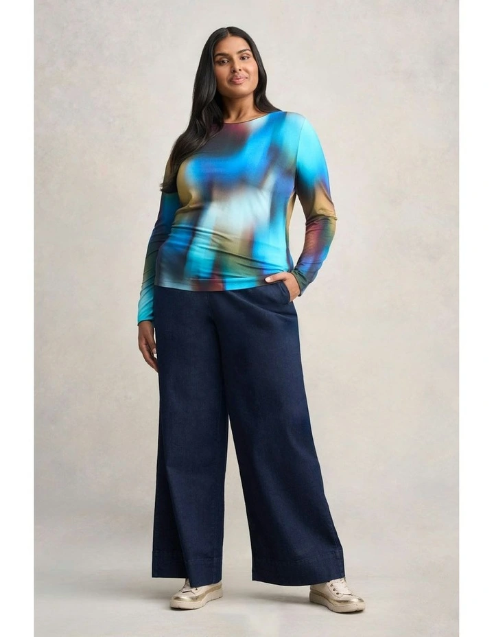 Long Sleeve Crew Neck Top in Multi image 2