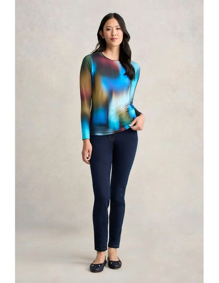 Long Sleeve Crew Neck Top in Multi image 6