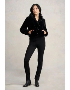 Faux Fur Cropped Jacket in Black