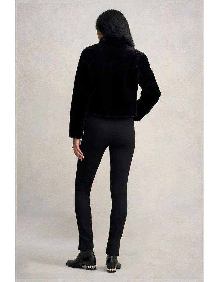 Faux Fur Cropped Jacket in Black image 4
