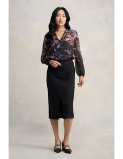 Ponte Midi Skirt in Black