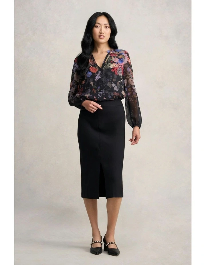 Ponte Midi Skirt in Black image 1