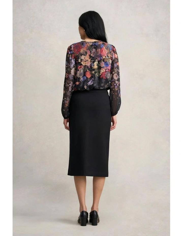 Ponte Midi Skirt in Black image 2