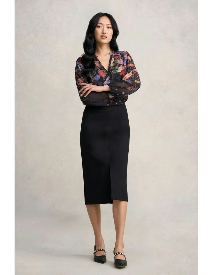 Ponte Midi Skirt in Black image 5