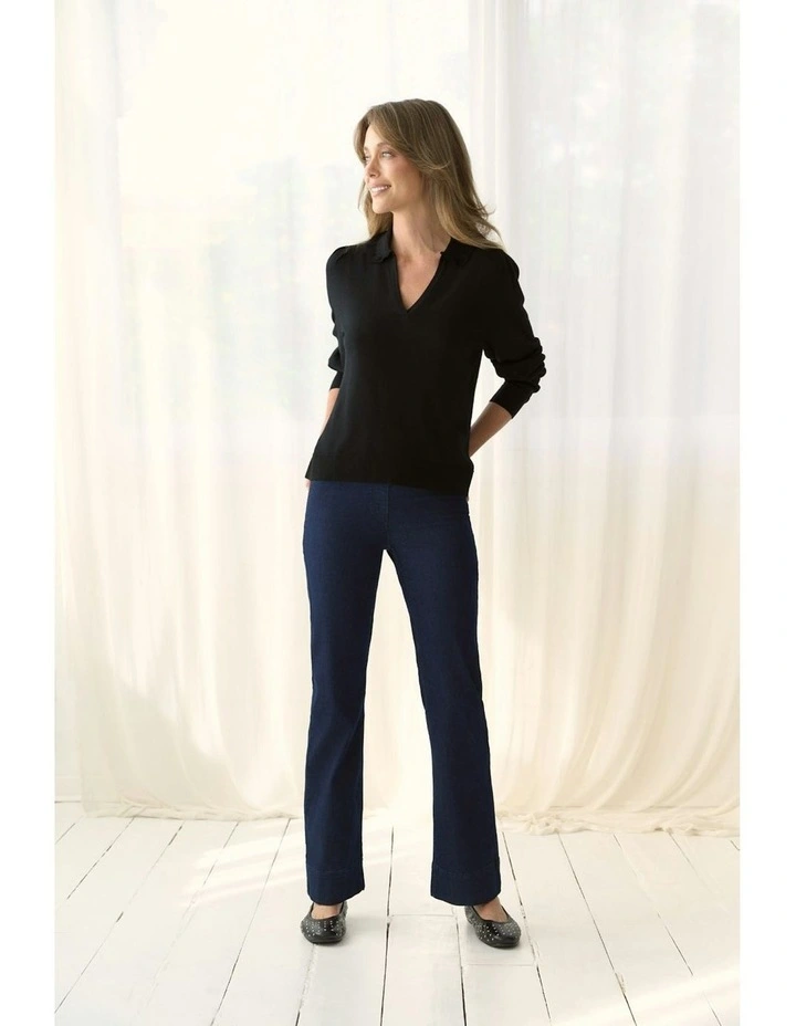 Long Sleeve Wool Knit Jumper in Black image 3