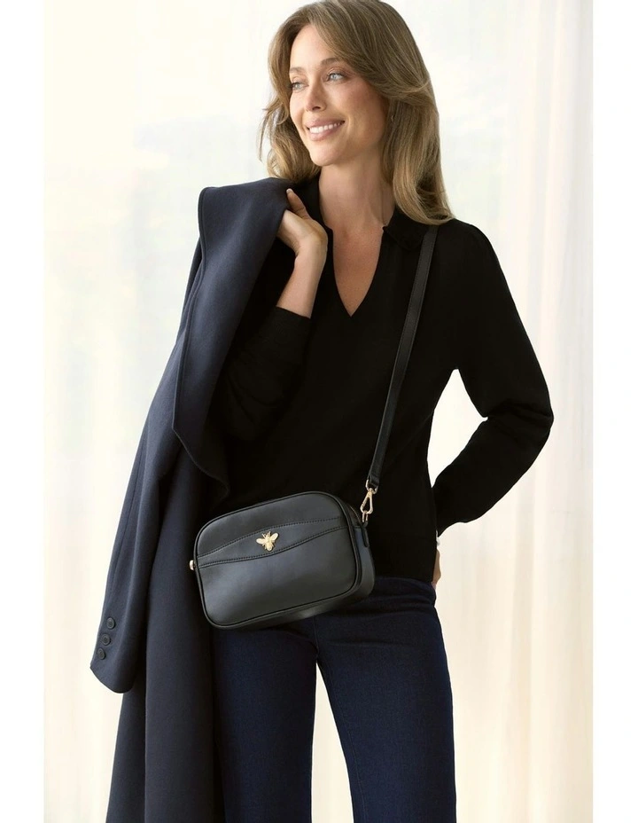 Long Sleeve Wool Knit Jumper in Black image 6