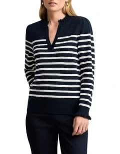 Stripe Wool Jumper in Cream/Ink
