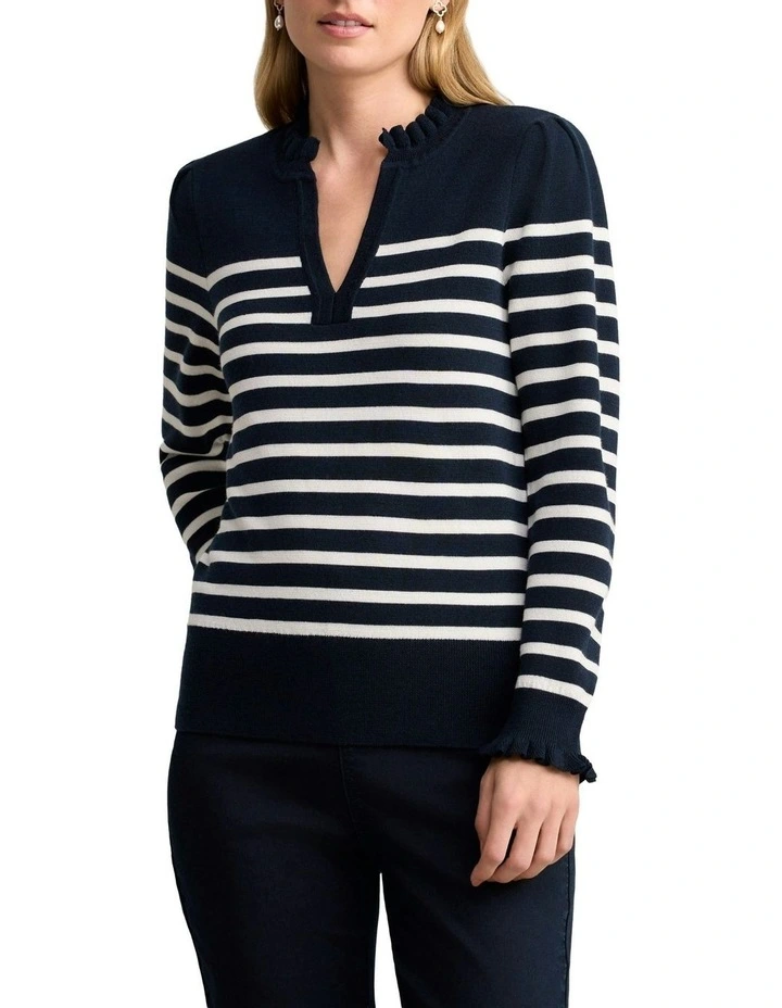 Stripe Wool Jumper in Cream/Ink image 1