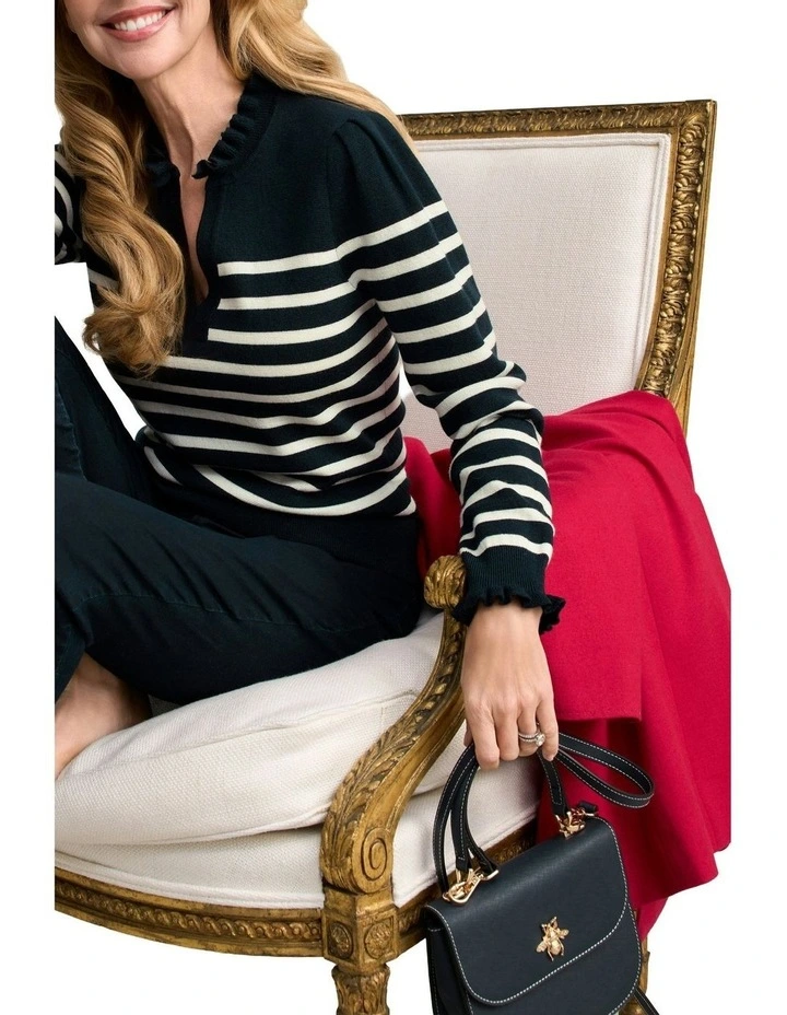 Stripe Wool Jumper in Cream/Ink image 2