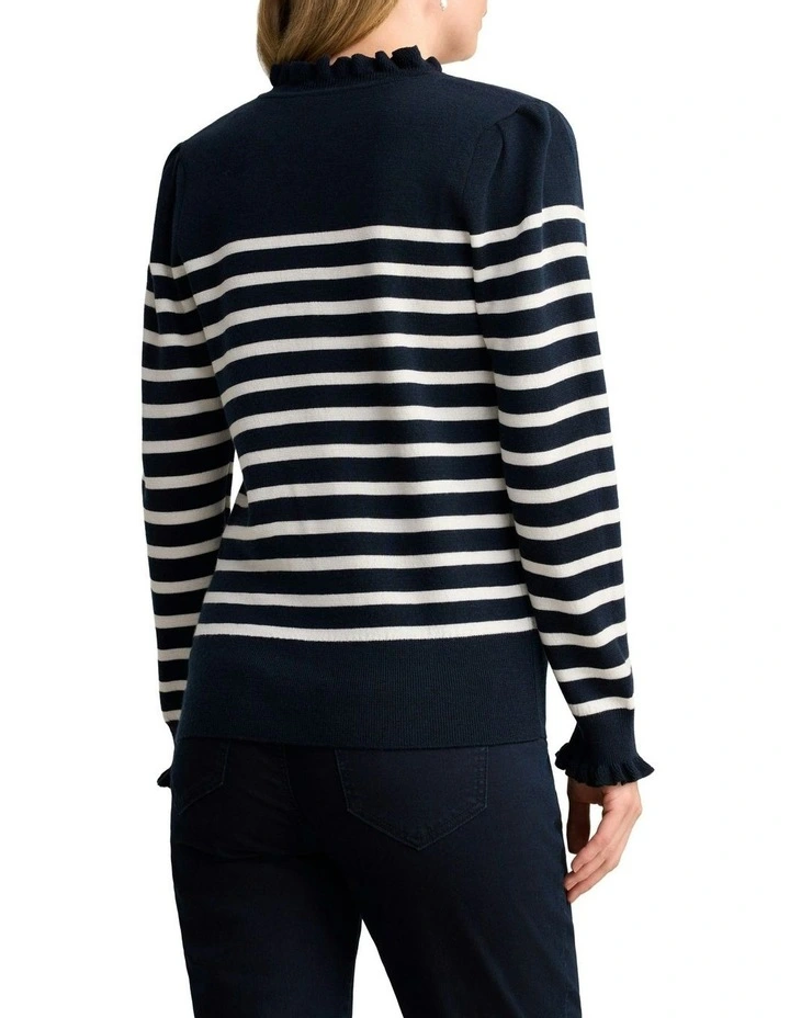 Stripe Wool Jumper in Cream/Ink image 4