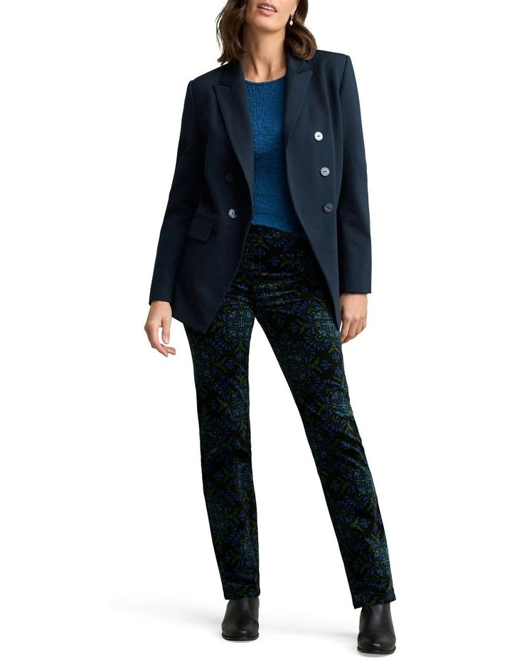 Crinkle Cotton Long Sleeve T-shirt in Cobalt image 3