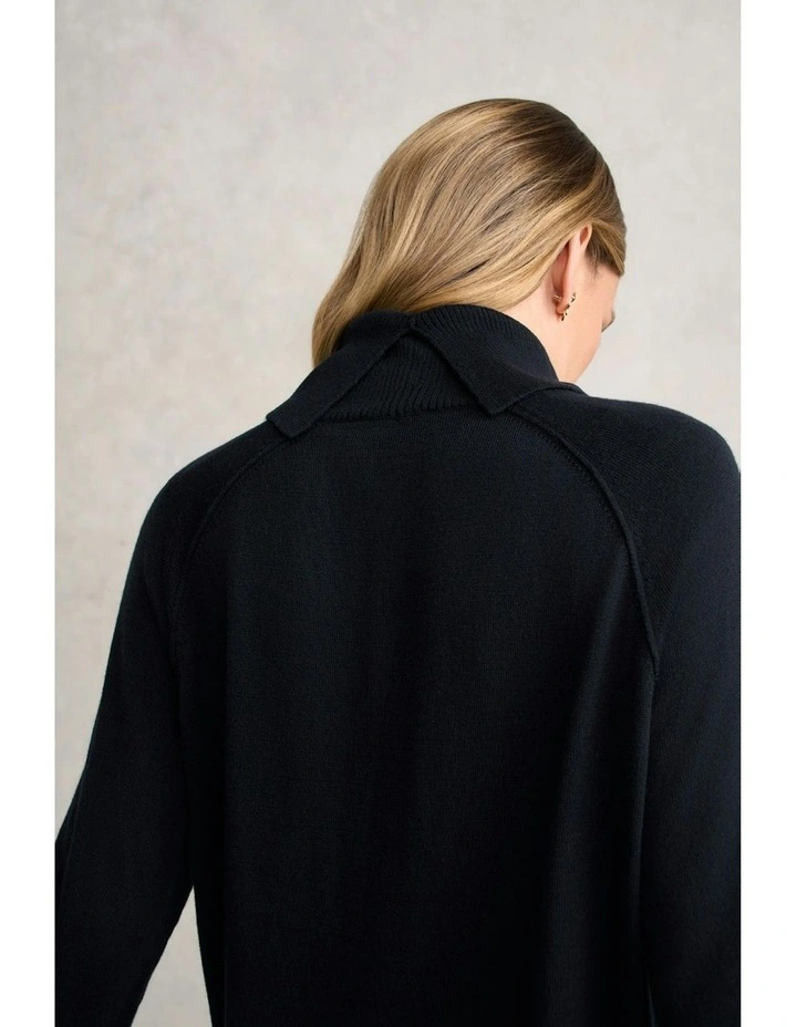 Side Split Merino Wool Jumper in Ink image 5