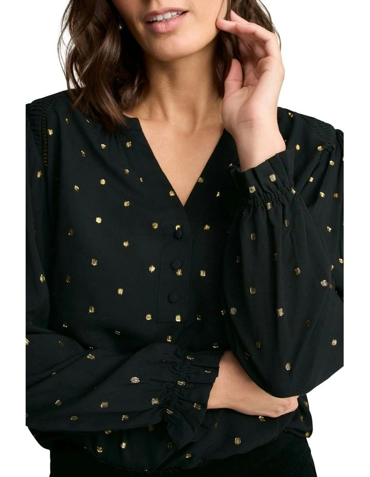 Lurex Diamond Blouse in Metallic Spot image 3