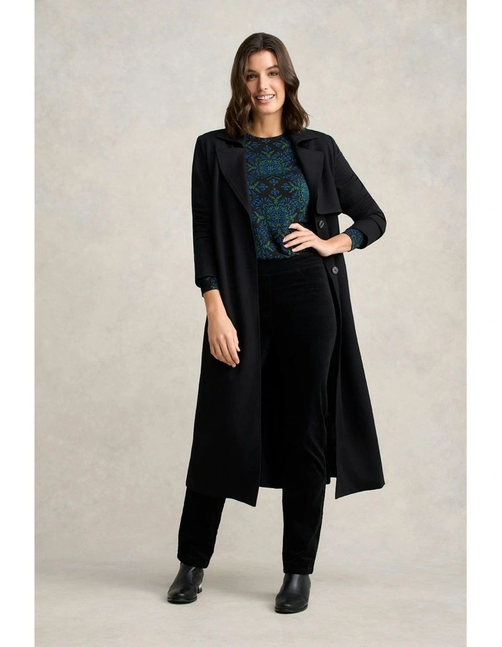 Long Sleeve La Boheme Print Crew Neck Top in Blue image 4