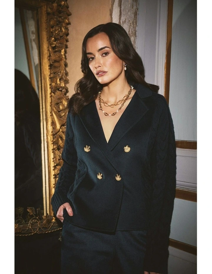 Cable Mix Jacket in Ink image 2