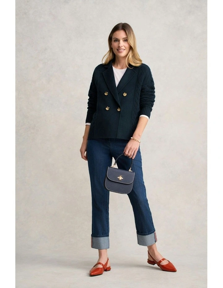 Cable Mix Jacket in Ink image 3