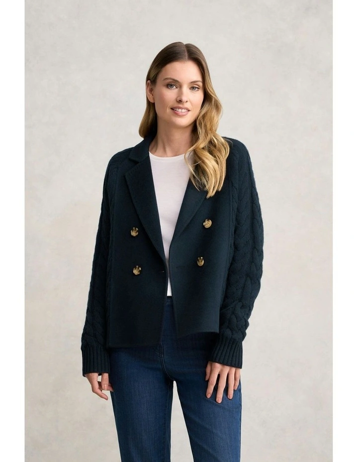 Cable Mix Jacket in Ink image 5