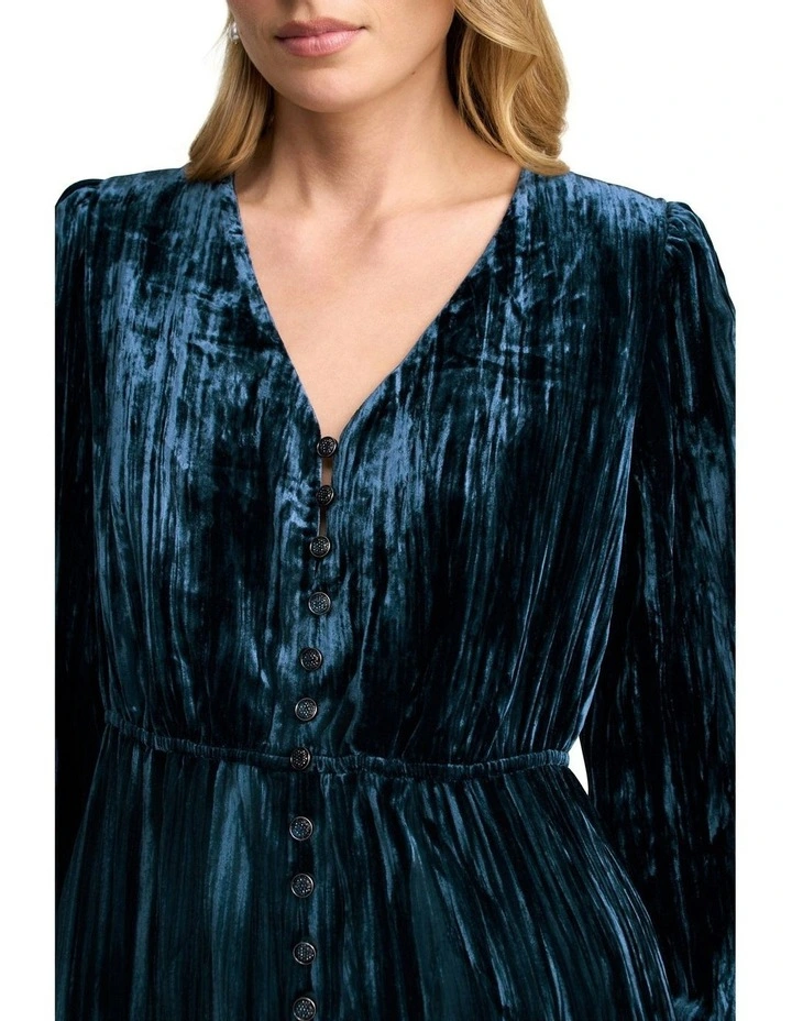 Velvet Tier Dress in Ocean image 3