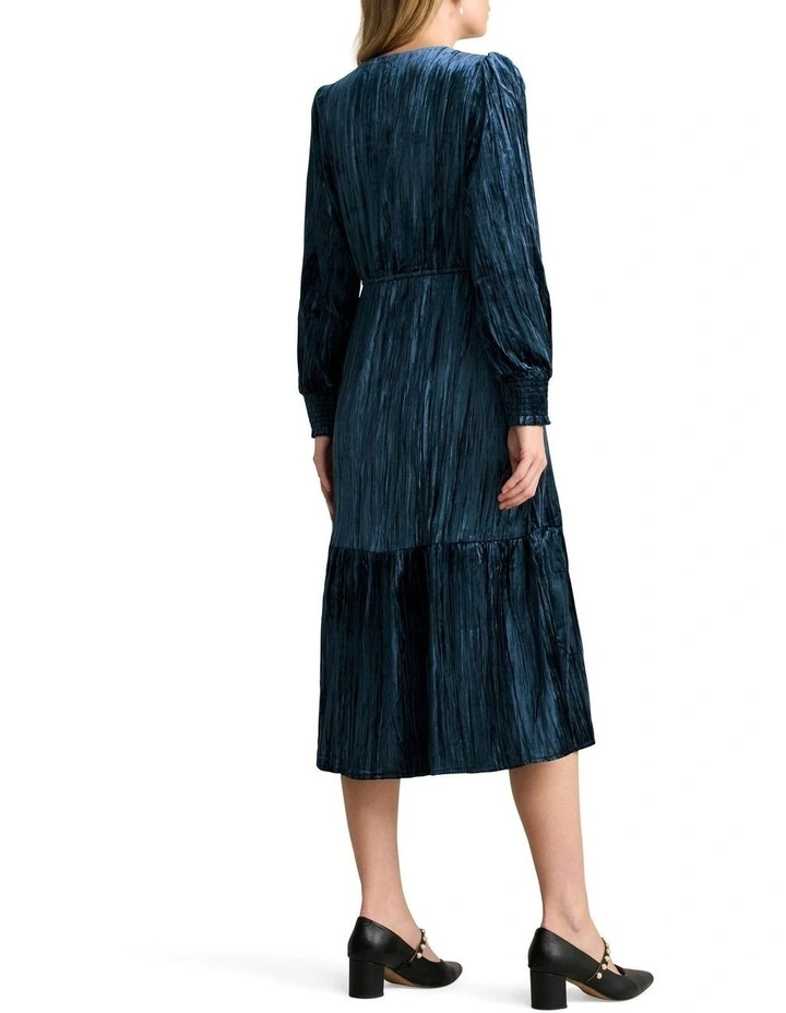Velvet Tier Dress in Ocean image 4