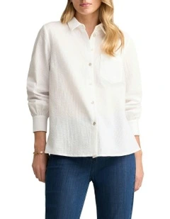 Cotton Seersucker Shirt in White